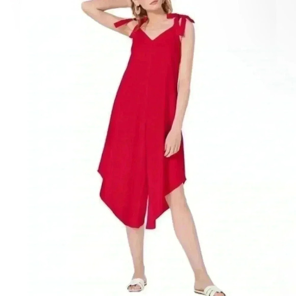 MSK Womens Jumpsuit S Asymmetrical Tie-Strap Wide-Leg Womens  Linen Blend - Picture 1 of 5